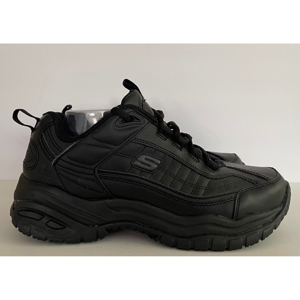 Skechers Work Mens Soft Slide Galley Slip Resistant Black Leather Shoes Career 8 - Picture 3 of 9